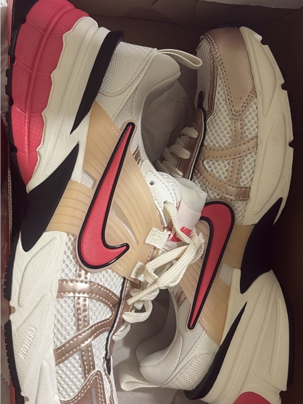 Nike Women's White Pink and Rose Gold Running Sneakers